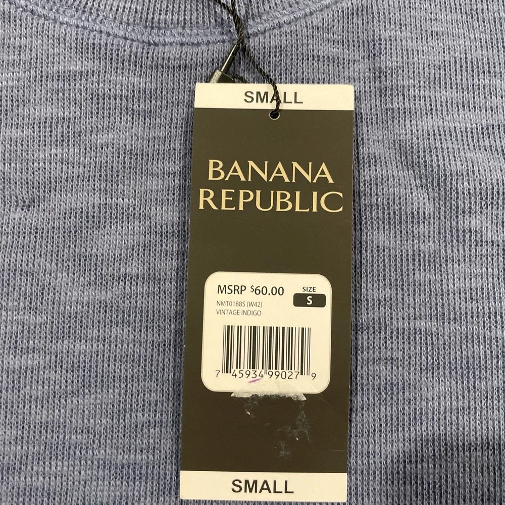 Banana Republic Men's Double Knit Long Sleeve Crewneck Shirt Indigo Size S NWT